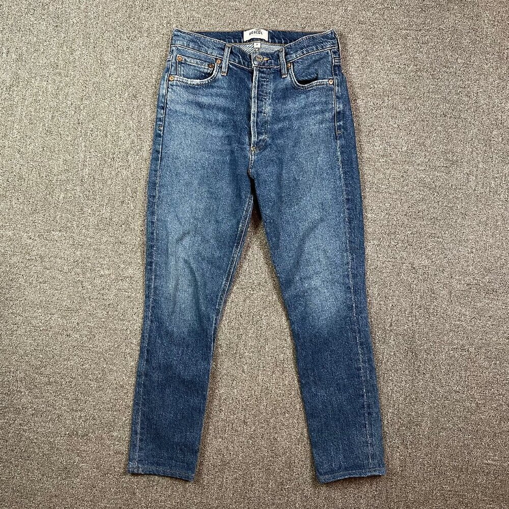 AGOLDE Nico High Rise Slim Jeans in Medium Blue Wash Denim Size 26